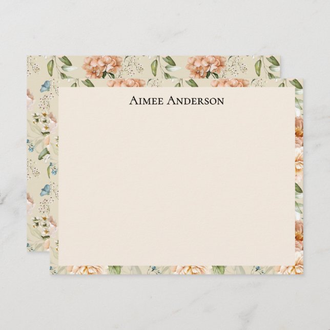 Carte De Correspondance Elegant Hydrangeas Peonies Floral Pattern Frame (Devant / Derrière)