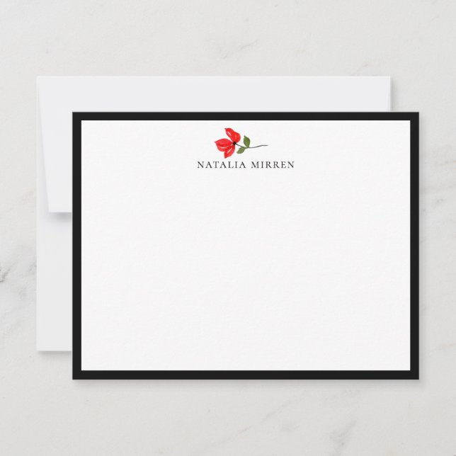 Carte De Correspondance Elegant Island Botanical Red Flower (Devant)