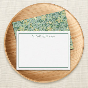 Carte De Correspondance Élégant Jasmin Vert Floral Botanique Vintage