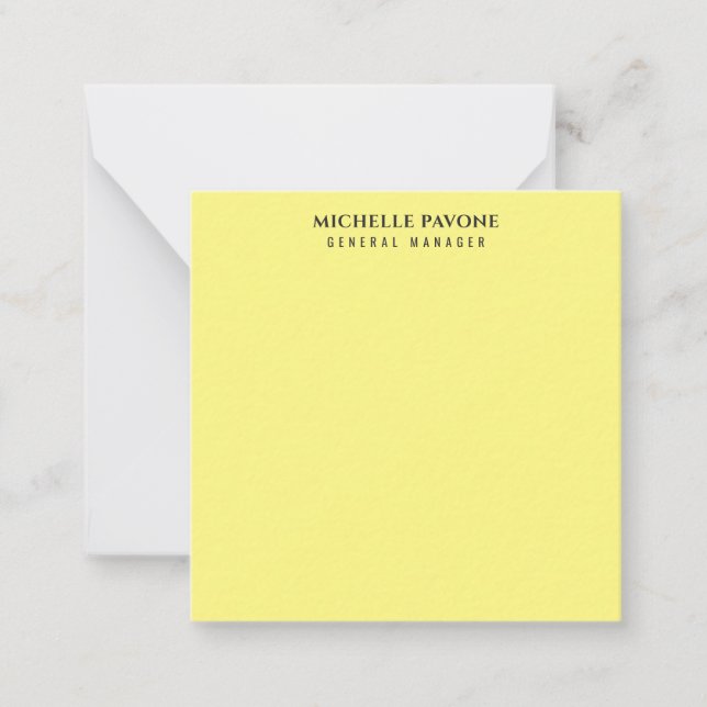 Carte De Correspondance Élégant Jaune Clair Simple Plain Professionnel (Devant)
