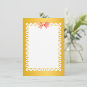 Carte De Correspondance Élégant Jaune Doré Dentelle Ondulée Je Vous Remerc