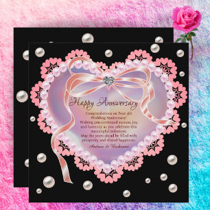 Carte De Correspondance Elégant Joyeux Mariage Anniversaire Rose Coeur de 