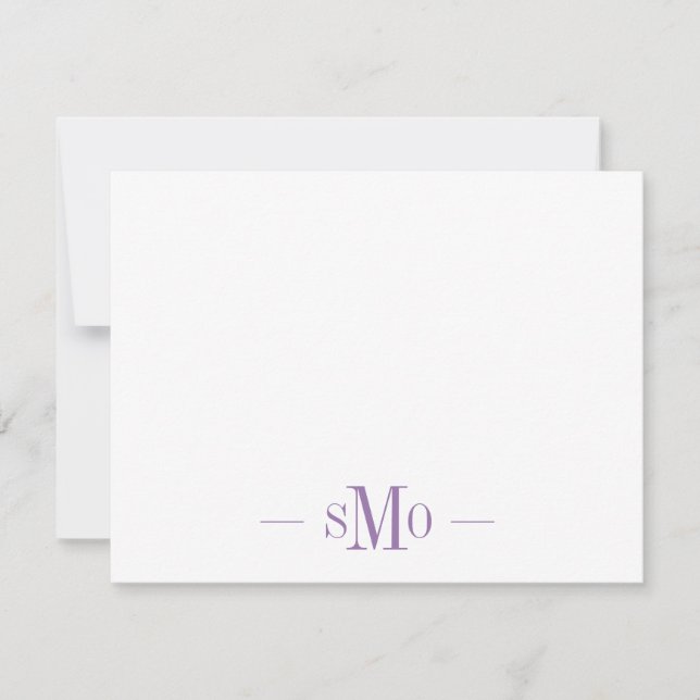 Carte De Correspondance Élégant Lavande Chic Monogramme 3 Initiales (Devant)
