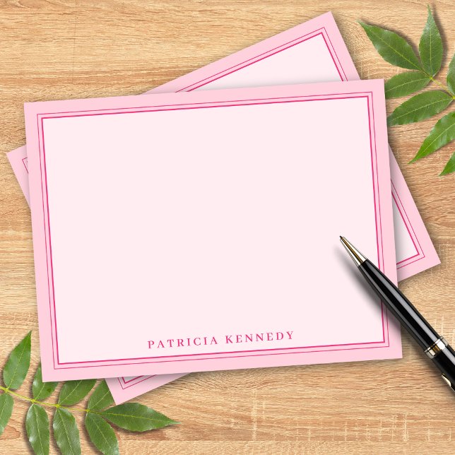 Carte De Correspondance Elegant Light Pink Two Border Name Personalized (Créateur téléchargé)