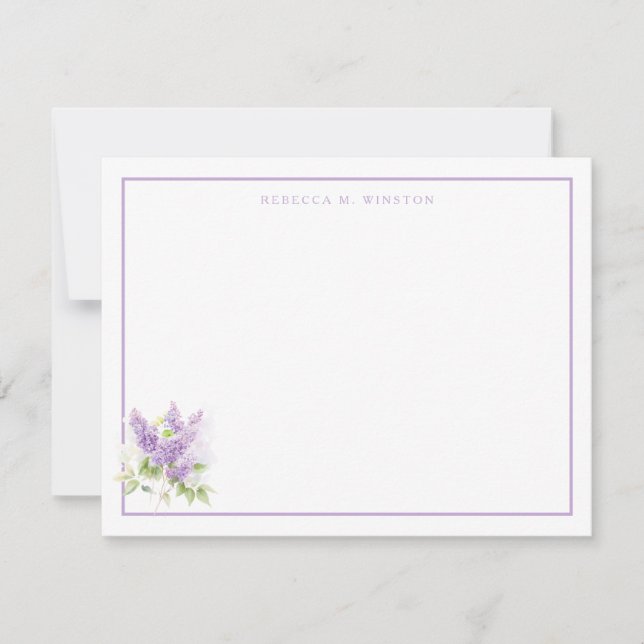 Carte De Correspondance Elegant Lilac Purple Greenery Personalized  (Devant)