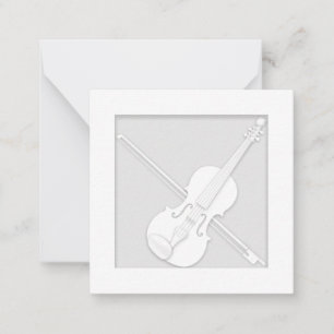 Carte De Correspondance Élégant Livre blanc Violon & Bow Musicien