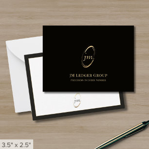 Carte De Correspondance Élégant logo des initiales de monogramme noir et o