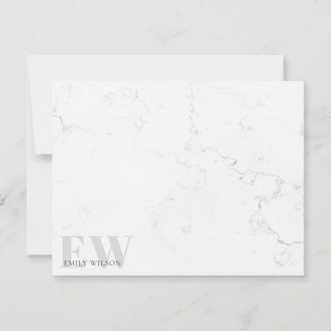 Carte De Correspondance Élégant marbre rustique Pierre gris Nom Monogramme (Devant)