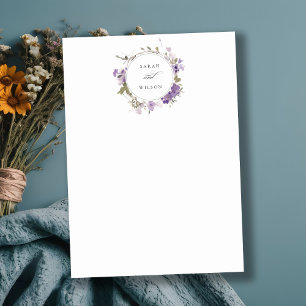 Carte De Correspondance Élégant Mariage de germe de prairie rustique Lilac