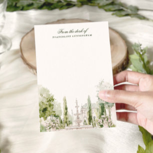 Carte De Correspondance Élégant mariage manoir jardin aquarelle