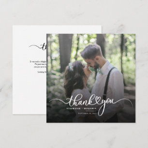 Carte De Correspondance Élégant mariage Merci de script photo