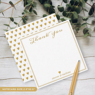 Carte De Correspondance Élégant Mariage or Couple Newlyweds Merci