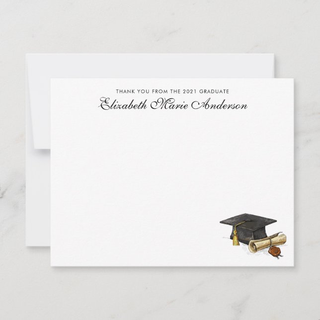 Carte De Correspondance Élégant Merci de la Graduate Casquette Graduation (Devant)