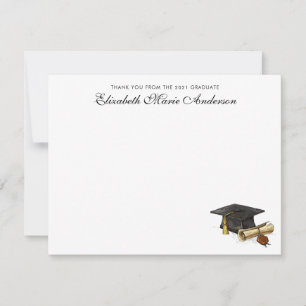 Carte De Correspondance Élégant Merci de la Graduate Casquette Graduation