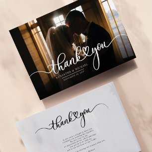 Carte De Correspondance Élégant Merci de mariage avec lettres à la main