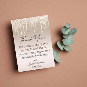 Carte De Correspondance élégant merci doux 16 parties scintillant à goutte