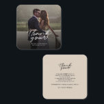 Carte De Correspondance Élégant Merci Lettré À La Main<br><div class="desc">Une façon géniale et réfléchie de remercier vos amis,  votre famille et vos collègues qui vous ont honoré leur présence lors de votre mariage avec cette photo moderne,  cartes de remerciement avec script écrit "merci" et un coeur d'amour.</div>