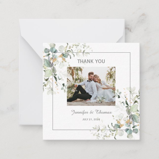 Carte De Correspondance Elégant Merci végétal Eucalyptus Botanique (Devant)