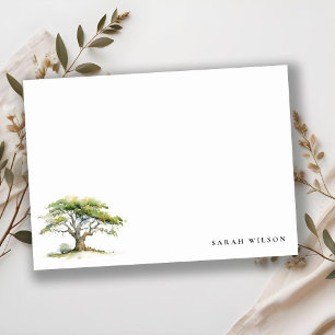 Carte De Correspondance Elégant minimal vert aquarelle Mariage chêne arbre