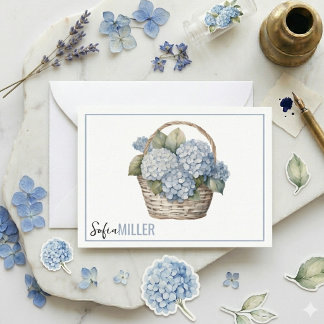 Carte De Correspondance Elegant Minimalist Blue Hydrangea Wedding
