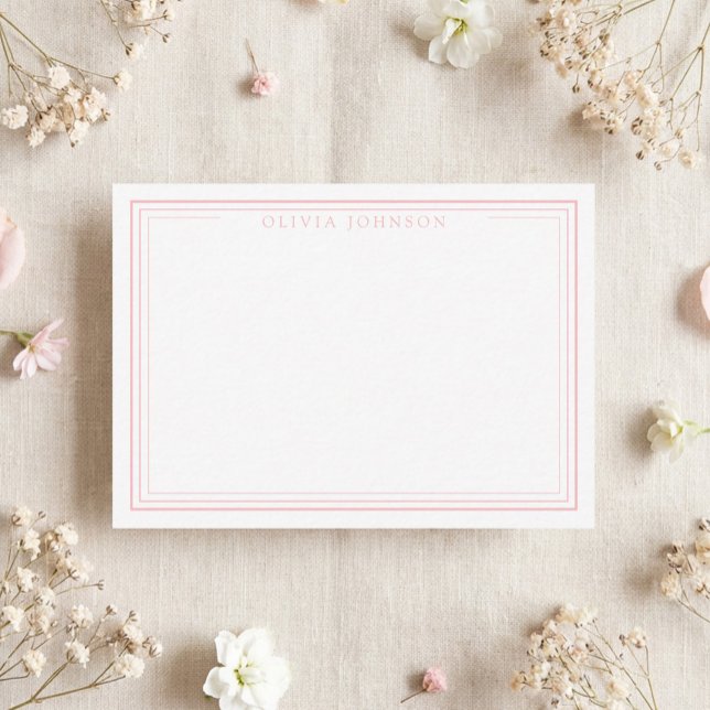 Carte De Correspondance Elegant Minimalist Monogram Pink Border (Créateur téléchargé)