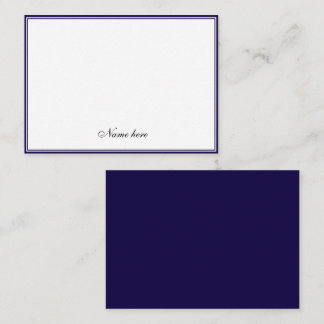 Carte De Correspondance Élégant minimaliste bleu & blanc deux bordures