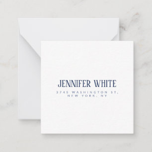Carte De Correspondance Elégant minimaliste bleu et blanc clair rétro