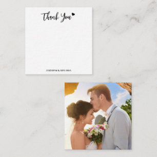 Carte De Correspondance Élégant minimaliste Couple Photo Mariage Merci