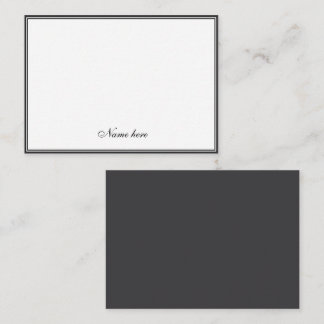Carte De Correspondance Élégant minimaliste élégant & blanc deux bordures