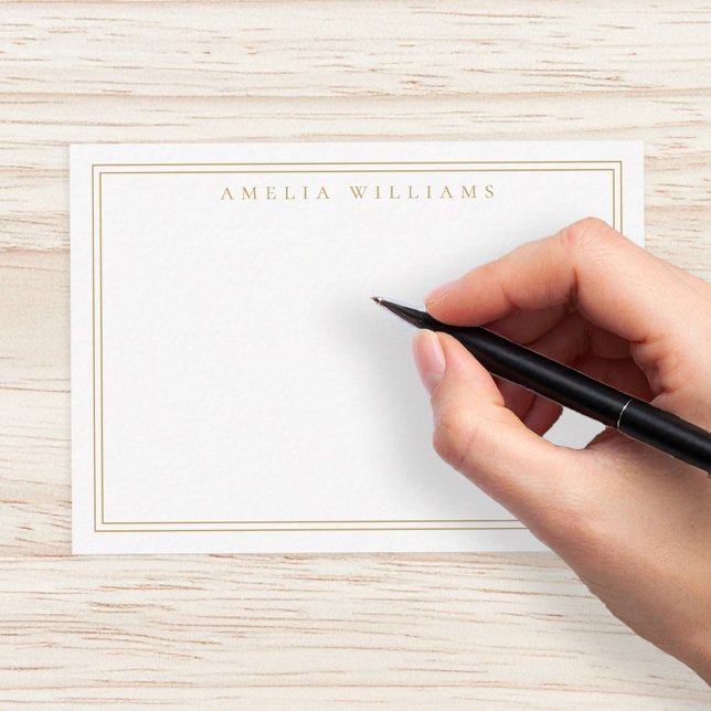 Carte De Correspondance Elégant minimaliste Gold Deux bordures (Créateur téléchargé)
