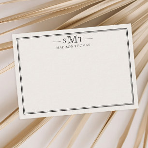 Carte De Correspondance Élégant minimaliste ivoire trois lettres Monogramm