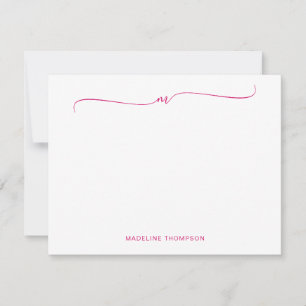 Carte De Correspondance Élégant minimaliste Magenta Monogram Calligraphie