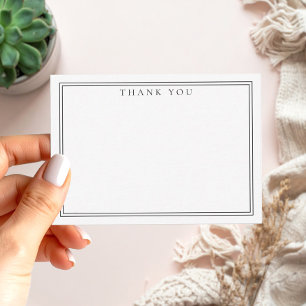 Carte De Correspondance Élégant minimaliste Merci noir deux frontières