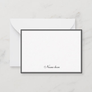 Carte De Correspondance Élégant minimaliste noir & blanc à double bordure