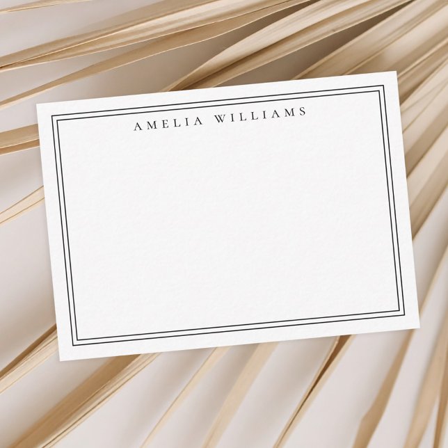 Carte De Correspondance Élégant minimaliste noir deux bordures (Créateur téléchargé)