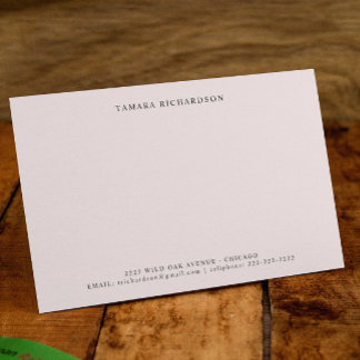 Carte De Correspondance Élégant minimaliste rose pâle Personnalisé