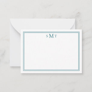 Carte De Correspondance Élégant minimaliste Turquoise à trois lettres Mono