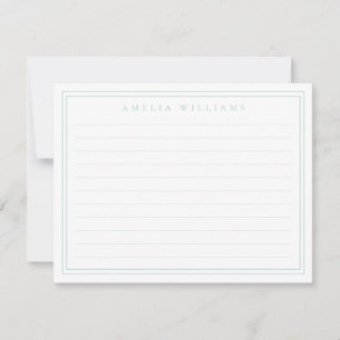 Carte De Correspondance Élégant Minimaliste Turquoise Deux Bordures Réglée