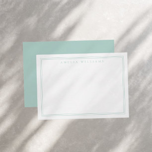 Carte De Correspondance Elégant minimaliste Turquoise Deux Frontières