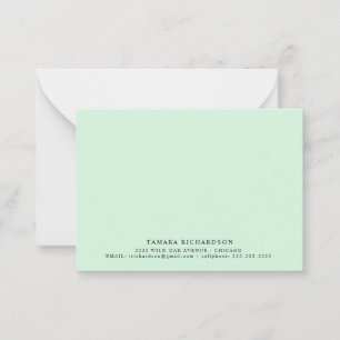 Carte De Correspondance Élégant minimaliste vert menthe
