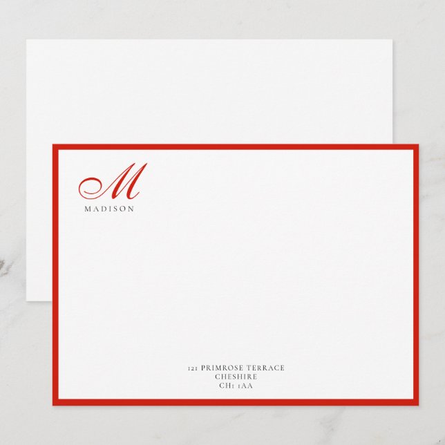 Carte De Correspondance Élégant Moderne Calligraphie Script Candy Rouge (Devant / Derrière)