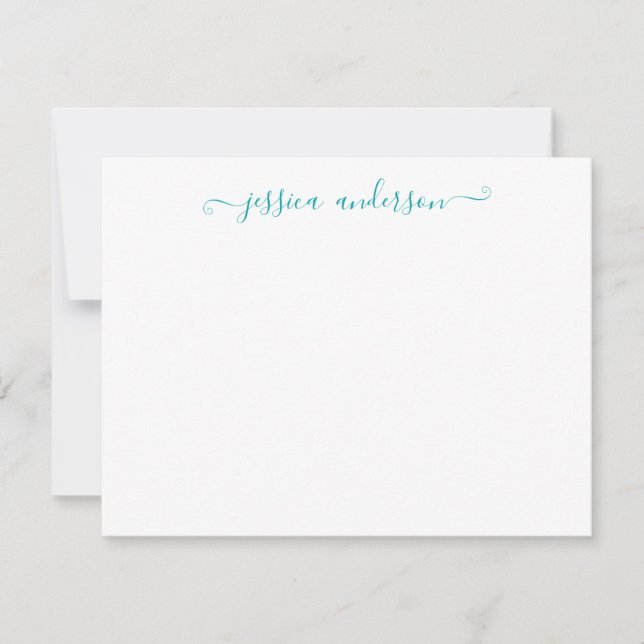 Carte De Correspondance Élégant moderne élégant Turquoise clair Script (Devant)