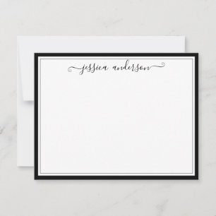 Carte De Correspondance Élégant Moderne Girly Classic Black Gris Script