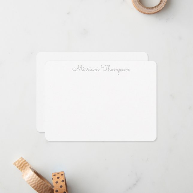 Carte De Correspondance Élégant Moderne Propre Nom Gris Féminin (Devant/Arrière en situation)
