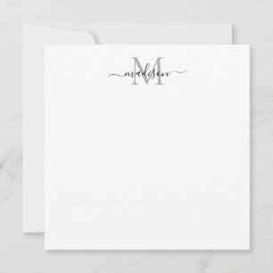 Carte De Correspondance Élégant moderne Script élégant Monogramme gris