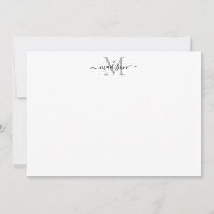 Carte De Correspondance Élégant moderne Script féminin Monogramme gris