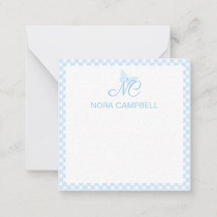 Carte De Correspondance Élégant Monogramme Bébé En vichy Personnalisé