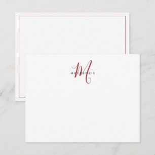 Carte De Correspondance Élégant Monogramme blanc moderne