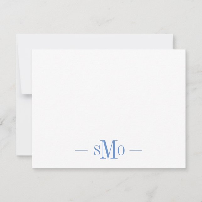 Carte De Correspondance Élégant Monogramme bleu chic 3 Initiales (Devant)