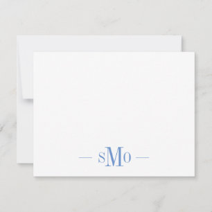 Carte De Correspondance Élégant Monogramme bleu chic 3 Initiales